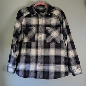 Rip Curl black and white button front flannel